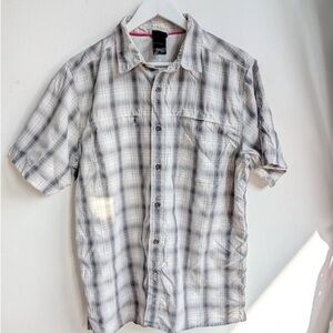 Men's Short Sleeve Plaid Shirt - Black and White